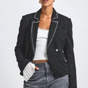 NWT Derek Lam 10 Crosby Black White  ESTELISE TWEED BLAZER - Sz 2 - MSRP $595